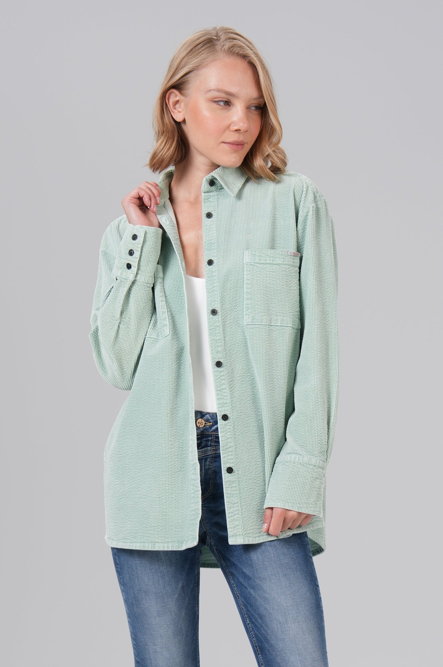 Women Blouse Cord | Thyme Green