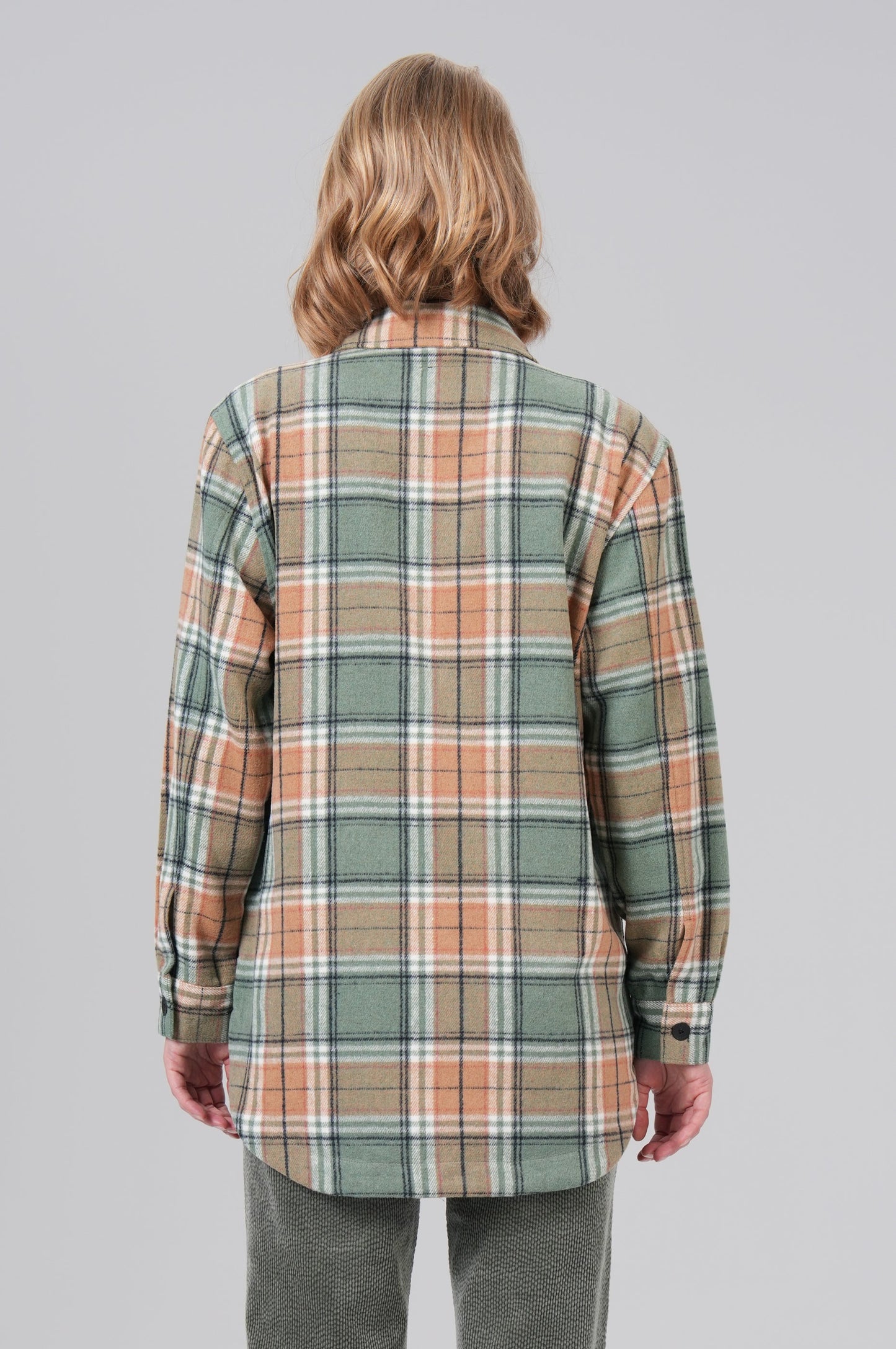 Women Jacket Waffle | Thyme Green Check