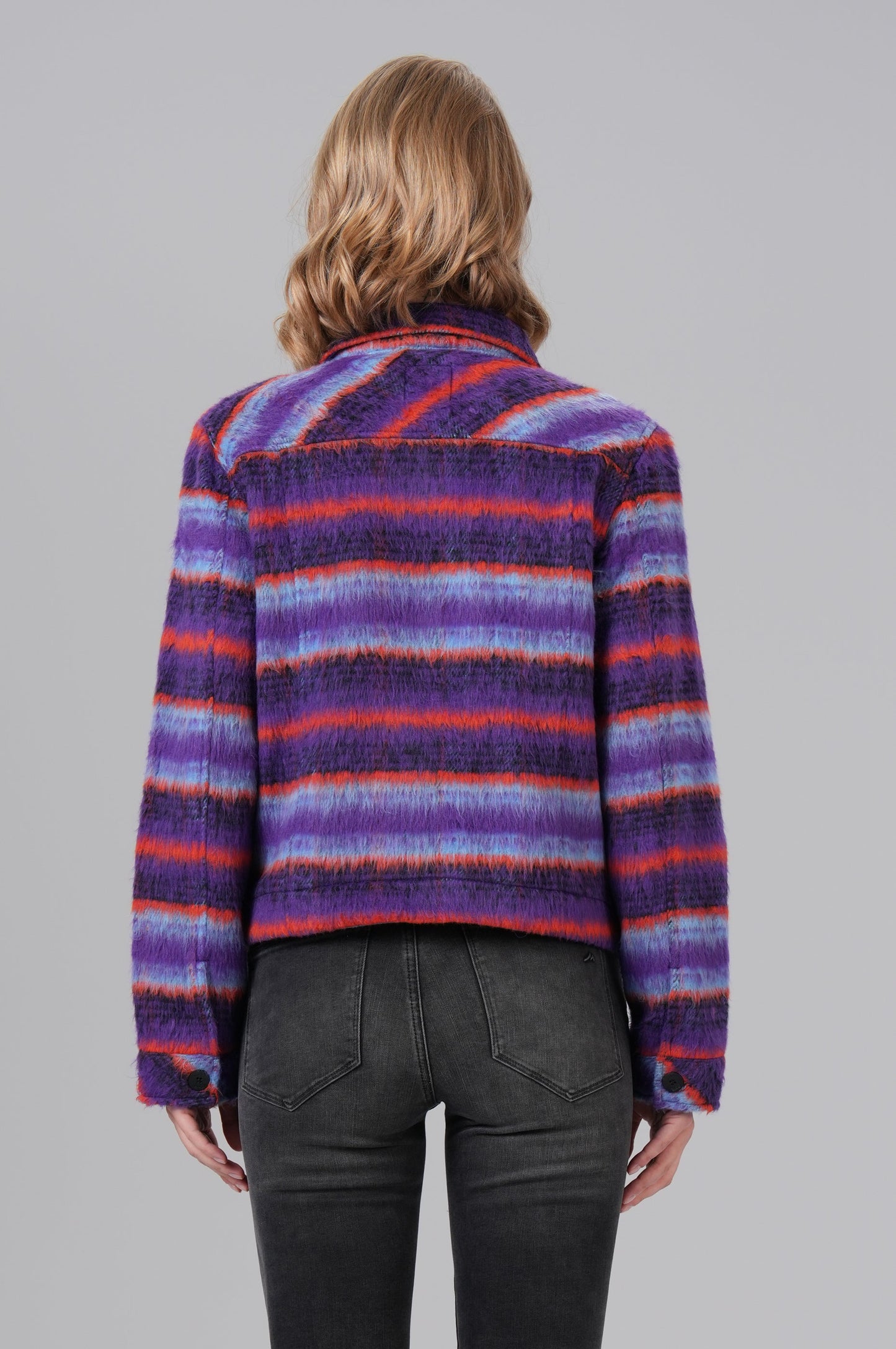Women Jacket Short | Purple Check