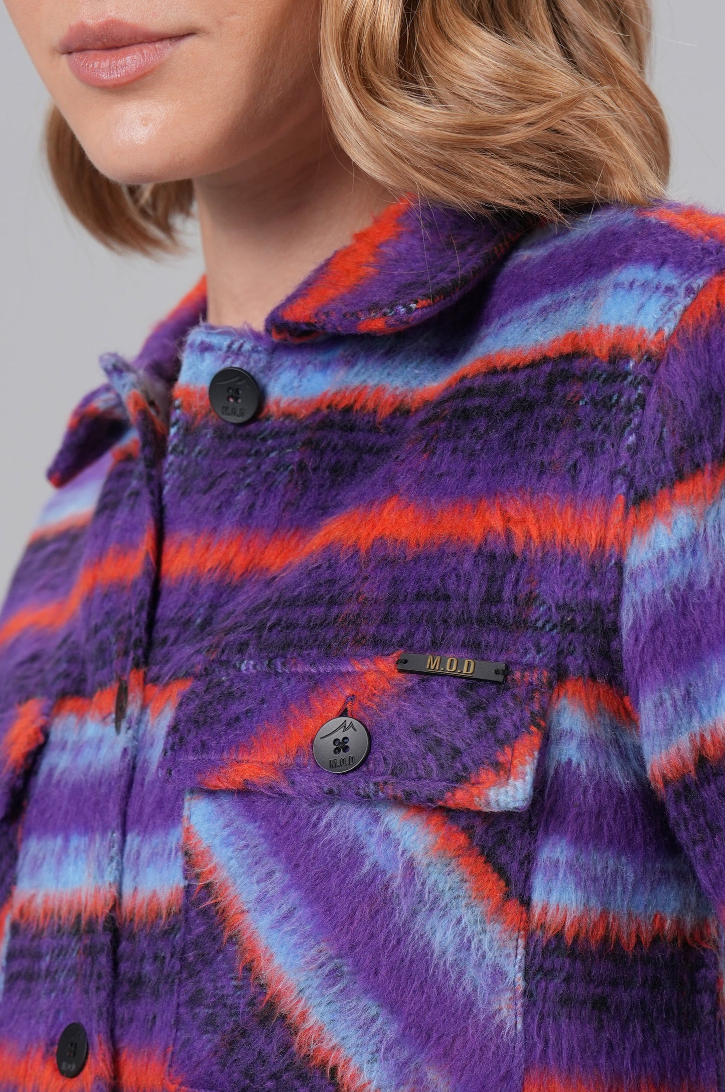 Women Jacket Short | Purple Check