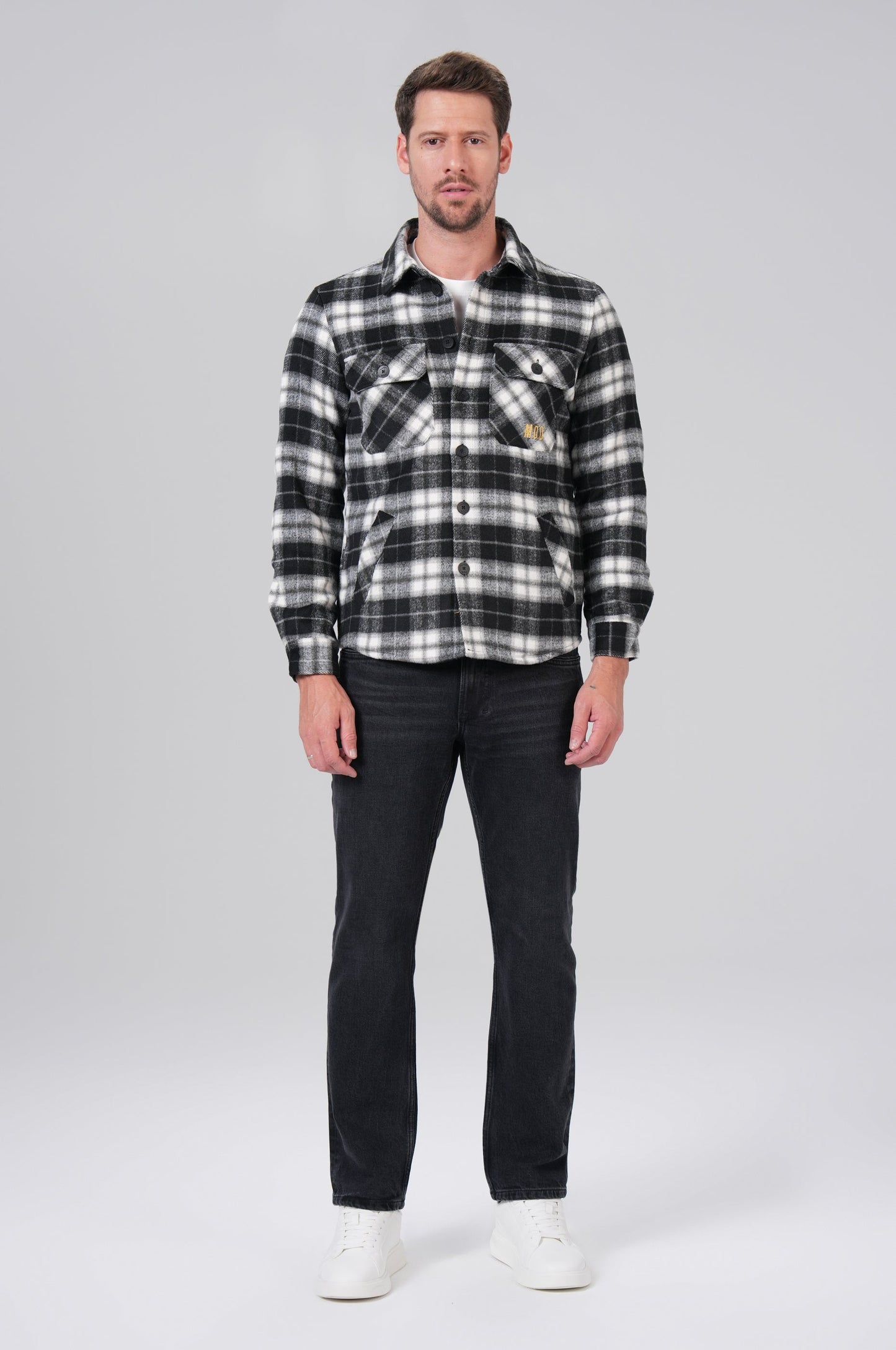 Men Shirt | Black Grey Check