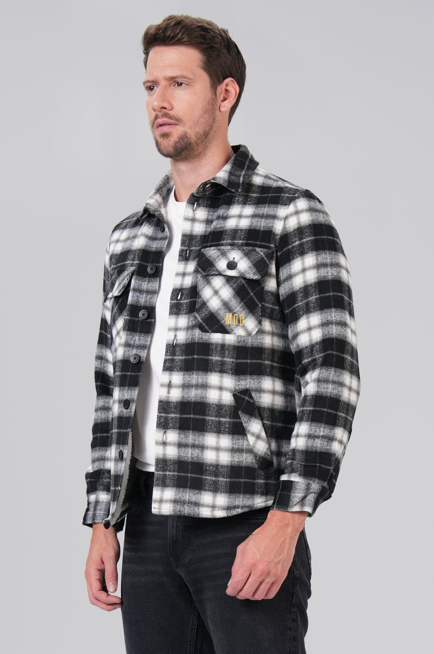 Men Shirt | Black Grey Check