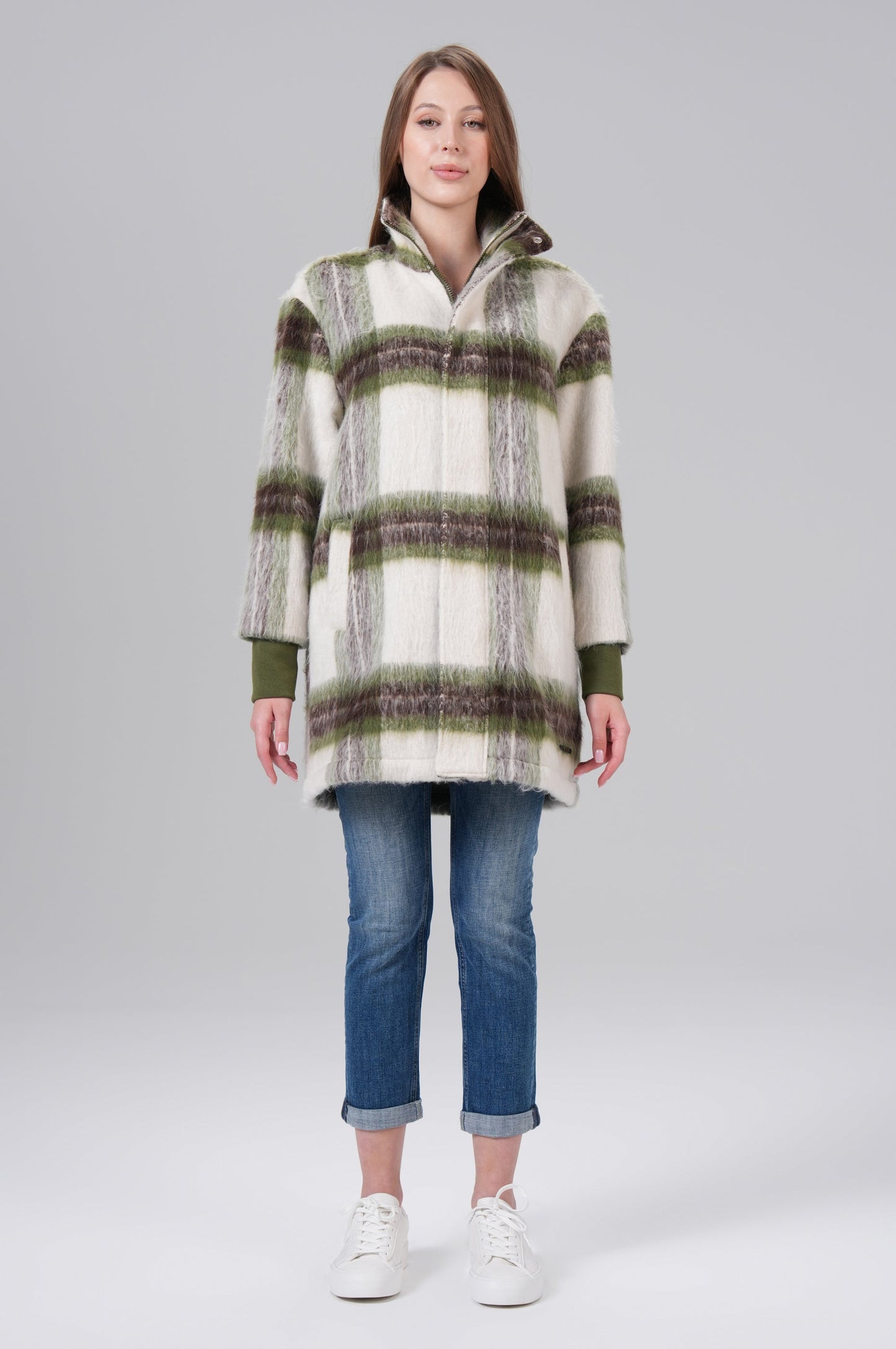Women Winter Jacket | Khaki Check