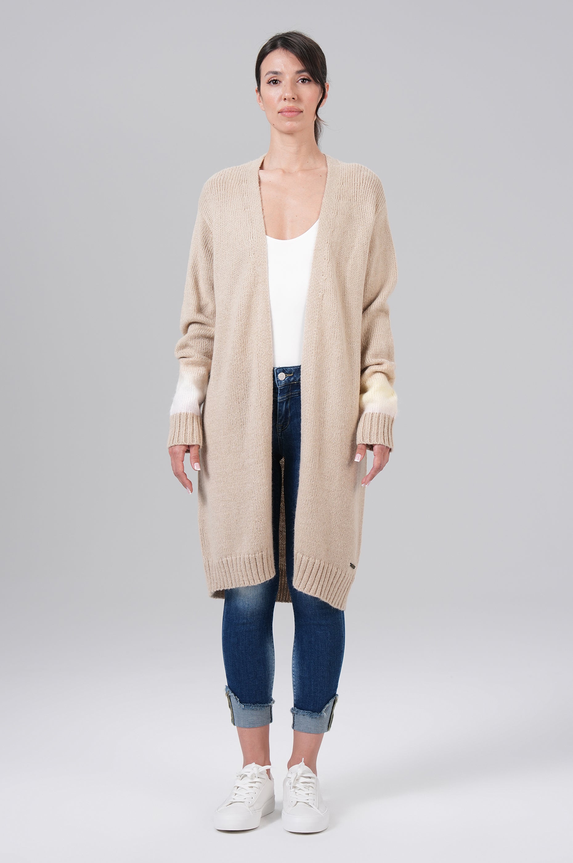 Knit Cardigan Cardigan Beige Lang Damen Maxi Cardigan Oversize