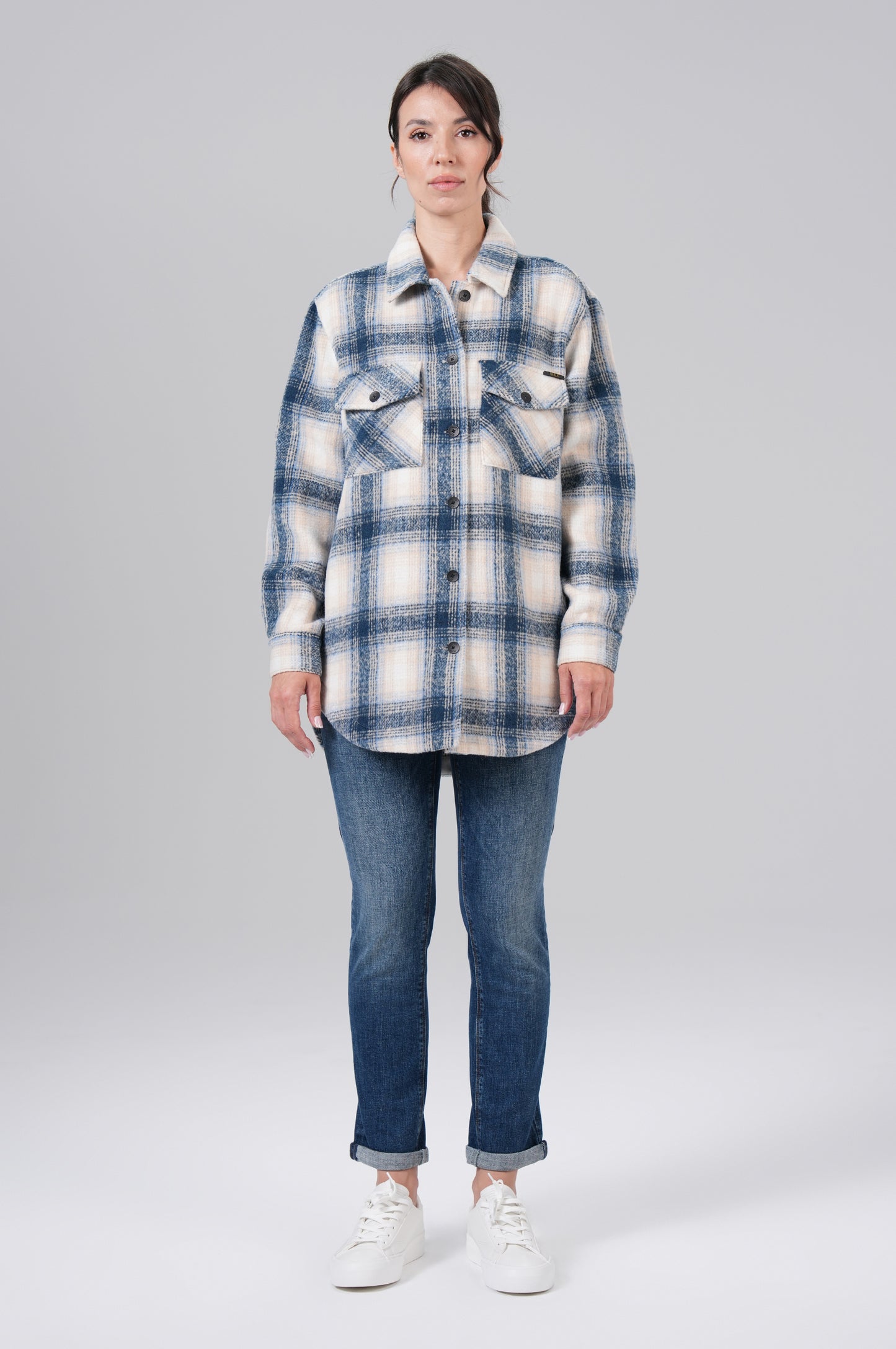 Women Jacket Waffle - Blue/Chalk Check