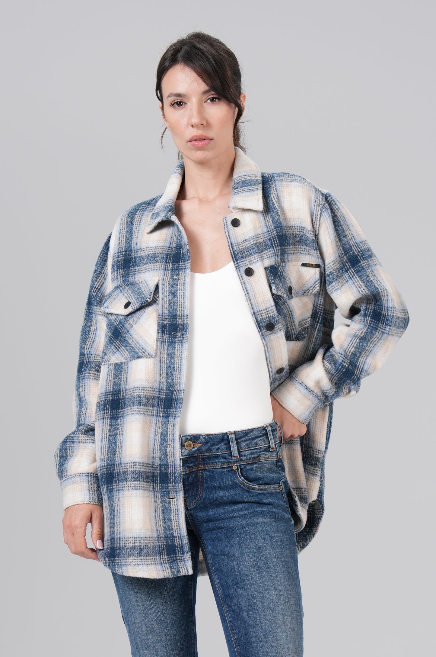 Women Jacket Waffle - M.O.D - Blue/Chalk Check - 1