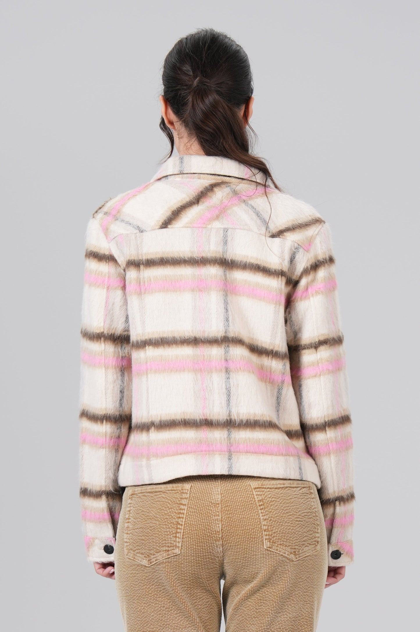 Women Jacket Short | Chalk/Beige Check