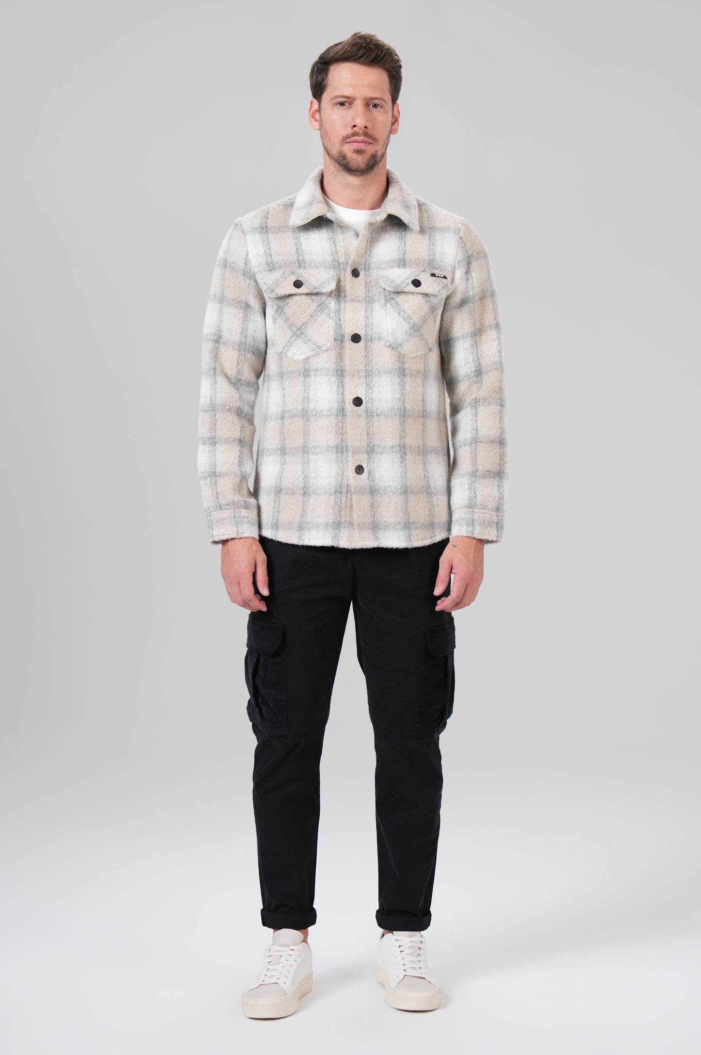 Men Flanell Shirt - Iron Grey Check