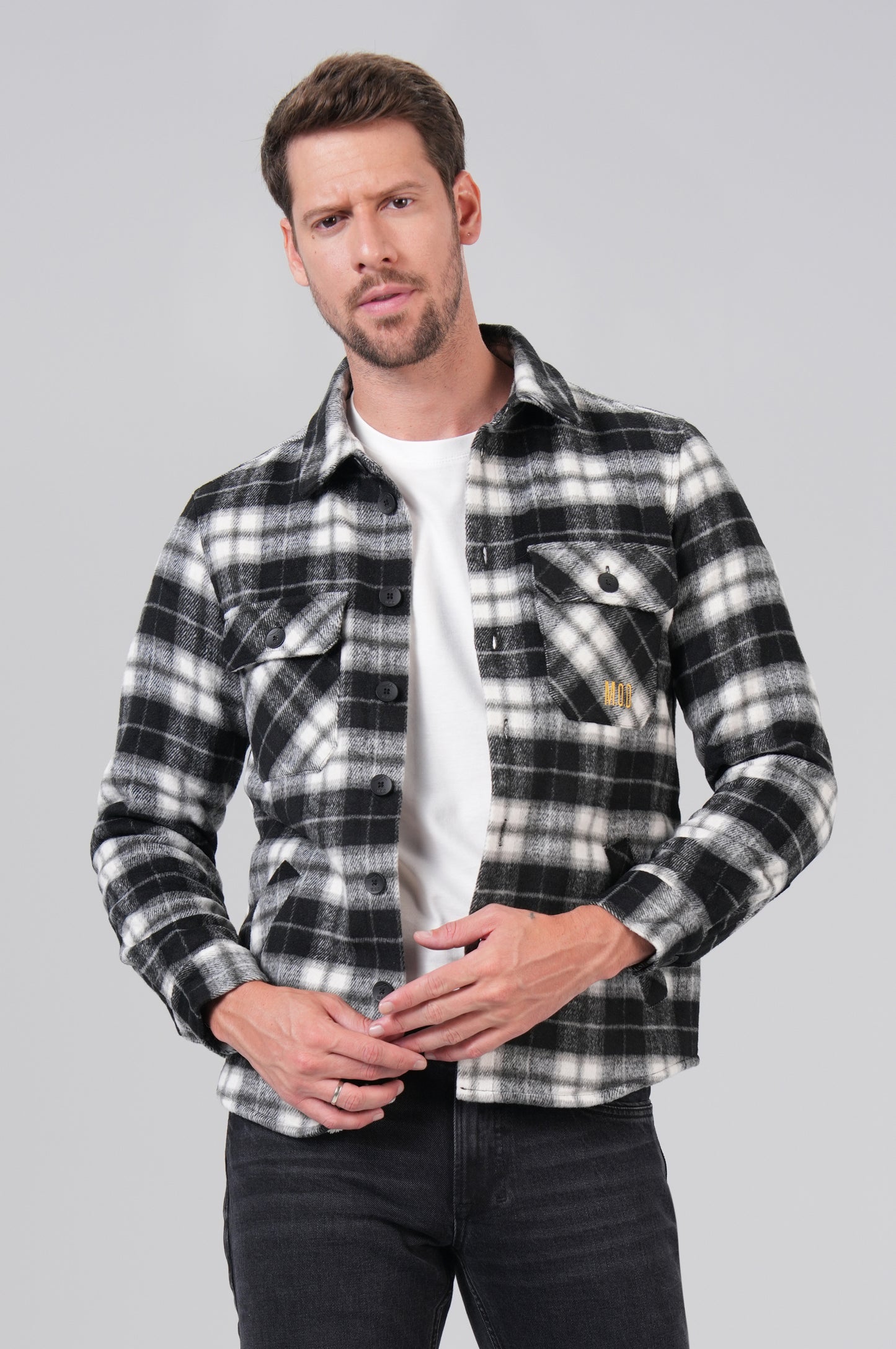 Men Shirt - M.O.D - Black Grey Check - 1