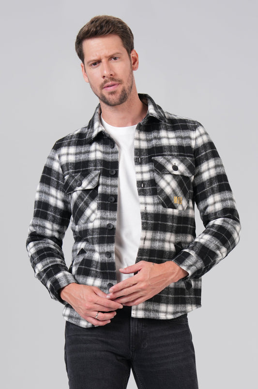 Men Shirt | Black Grey Check