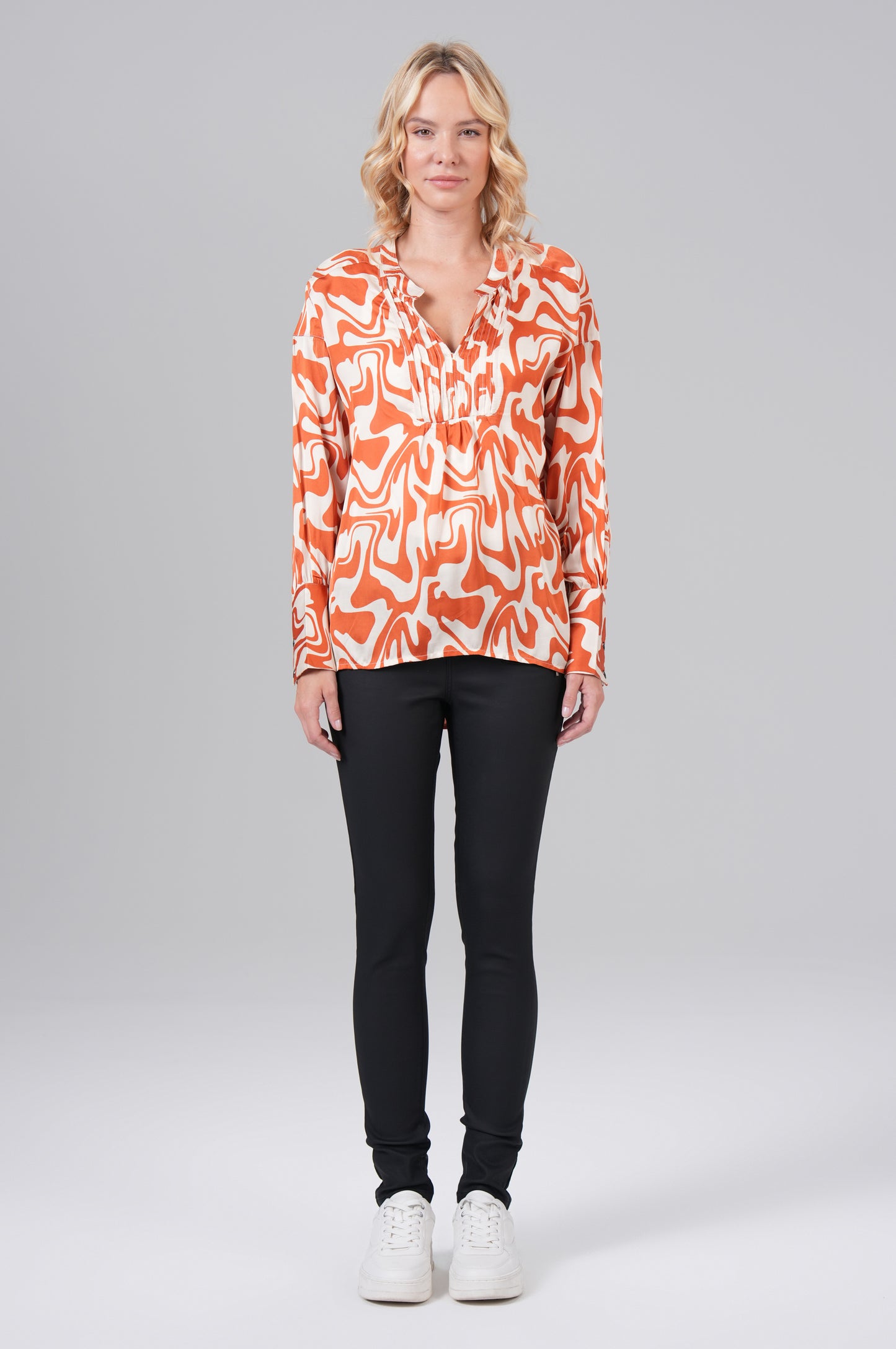 Women Blouse - Burnt Orange Allover